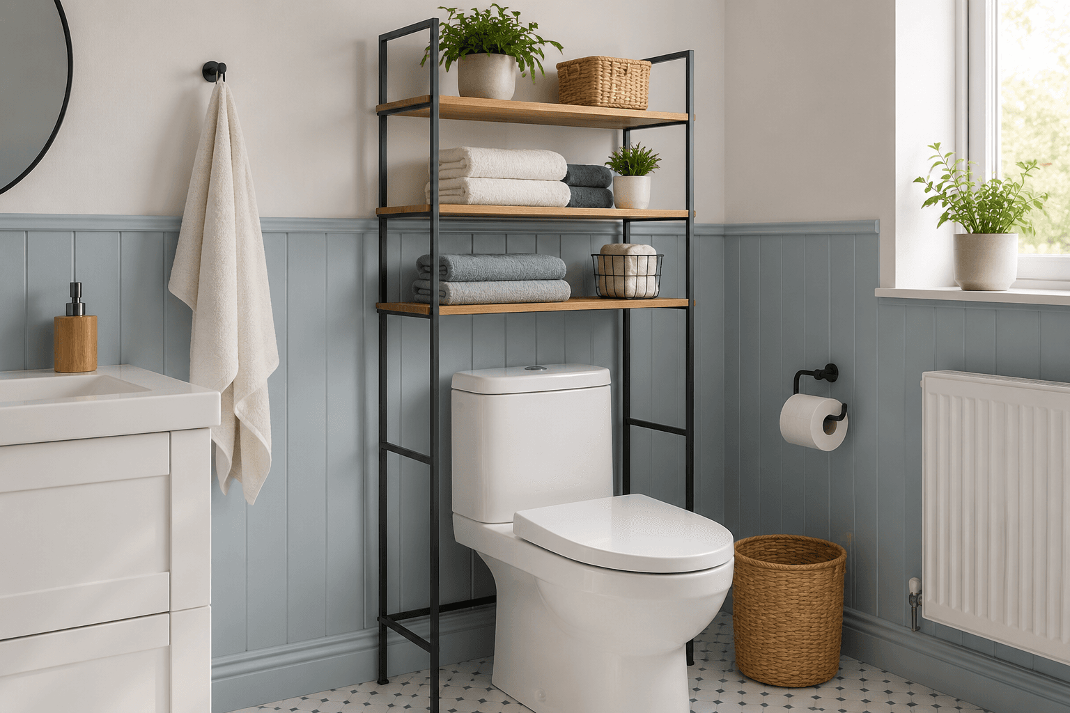 Over-Toilet 3-Tier Storage Shelf — In the bathroom