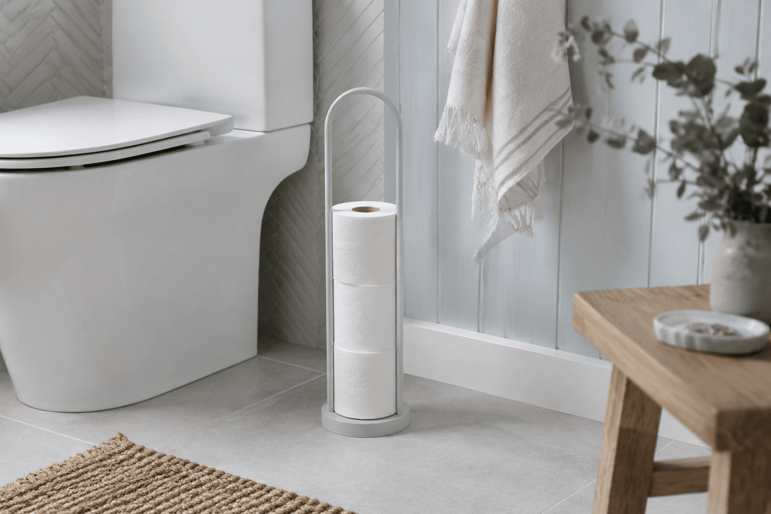 Reserve Toilet Paper Holder in a styled bathroom