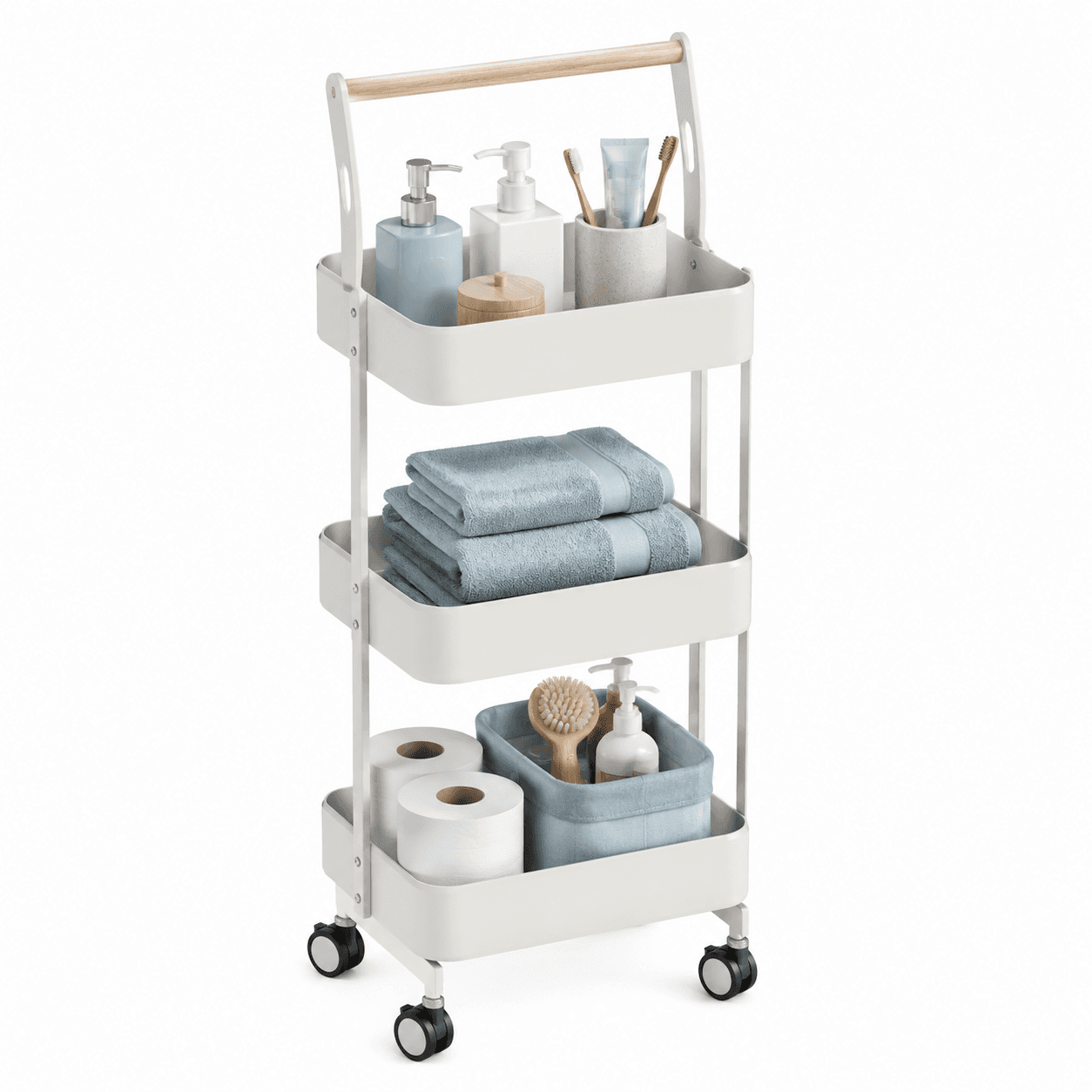Slim Rolling Bathroom Cart